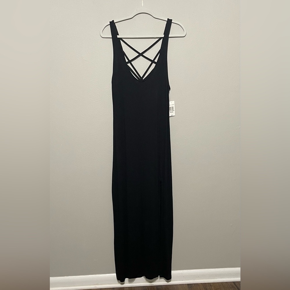 LM Beach Swim Cover Up NWT Black Maxi with cross strap detail, Size M